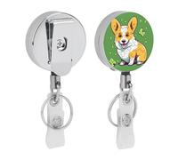 Corgi, bobina retrattile per badge, con robusta clip a coccodrillo, porta badge infermieristico, portachiavi per ufficio, insegnanti, donne, regali