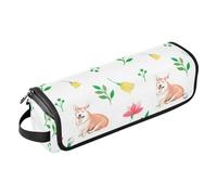 Corgi, borsa per attrezzi per lo styling dei capelli di cani e piante selvatiche, con tappetino resistente al calore, borsa organizer portatile per arricciacapelli, piastre, spazzole, fermagli e