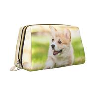 Corgi Borsa per il trucco con stampa cucciolo borsa da toilette versatile borsa cosmetica di grande capacità per le donne, bianco, Taglia unica, Beauty case