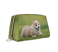 Corgi Borsa per il trucco con stampa cucciolo borsa da toilette versatile borsa cosmetica di grande capacità per le donne, bianco, Taglia unica, Beauty case