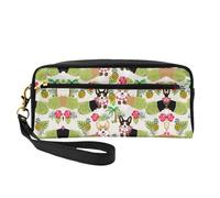 Corgi, borsetta per cosmetici hawaiana tropicale estiva con ananas, piccola borsa da viaggio portatile da viaggio per pennelli da trucco da donna, Nero, One Size, Astuccio per trucchi