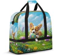 Corgi, borsone da viaggio con uovo di Pasqua per donne e uomini, borsa da viaggio per il fine settimana, pieghevole, separata sul bagnato, borsa da 47 l, per sport, palestra, yoga, Colore, 47 L,