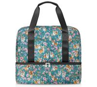 Corgi, borsone sportivo con cane e fiori, per donne, uomini, ragazzi, ragazze, 21 l, per il fine settimana, per la notte, per viaggi, palestra, yoga, Colore, Grande, Organizer per borse