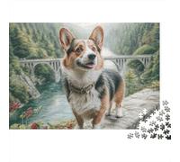 Corgi Cane Ponte ad Arco nella Valle Puzzle 1000 Pezzi per Adulti Gioco di Cartone Relax Decorazione Casa 38x26cm/1000pcs