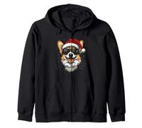 Corgi, Cappello da Babbo Natale, Divertente, Carino, Cane, Mamma, papà, Natale Felpa con Cappuccio