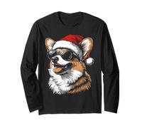 Corgi, Cappello da Babbo Natale, Divertente, Carino, Cane, Mamma, papà, Natale Maglia a Manica