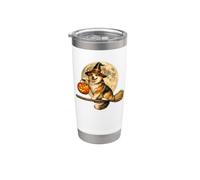 Corgi Cappello da strega Jack O Lantern Pumpkin Full Moon scopa Bicchiere termico in acciaio inox doppia parete