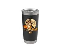Corgi Cappello da strega Jack O Lantern Pumpkin Full Moon scopa Bicchiere termico in acciaio inox doppia parete