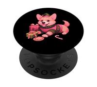 Corgi, cappello di Babbo Natale per cani, pigiama per cuccioli PopSockets PopGrip Adesivo