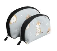 Corgi carino, Borsa per trucco a conchiglia Portamonete da donna Borsa da toilette piccola Borsa per cosmetici 2 pezzi