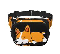 Corgi carino che dorme, Marsupio quadrato a doppio strato, borsa da viaggio, marsupio casual