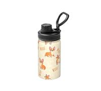 Corgi con ossa e parole,Bottiglia d'acqua da 12 once, tazza da caffè in acciaio inossidabile, thermos sottovuoto, borraccia