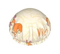 Corgi con ossa e parole,Cuffia da doccia, cuffia da notte, doppio strato, impermeabile, elastica, riutilizzabile.