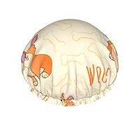 Corgi con ossa e parole cuffia da impermeabile, cuffia elastica per capelli da bagno protezione ambientale cuffie da bagno per capelli, doppio strato impermeabile cappello da