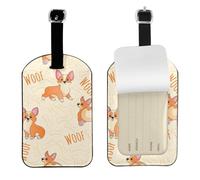 Corgi con ossa e parole,Etichette per bagagli in pelle PU, etichette per bagagli resistenti da viaggio, 2 pezzi