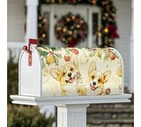 Corgi, Coperture magnetiche per cassette postali, decorazioni natalizie con agrifoglio, decorazioni dorate per la casa e il giardino, 53 x 64 cm