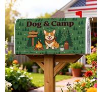 Corgi, Coperture magnetiche per cassette postali, per esterni, rustiche, pini e alberi di pino, colore verde estivo, per decorazioni per la casa e il giardino, 45,7 x 53,7 cm