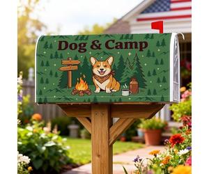 Corgi, Coperture magnetiche per cassette postali, per esterni, rustiche, pini e alberi di pino, colore verde estivo, per decorazioni per la casa e il giardino, 45,7 x 53,7 cm