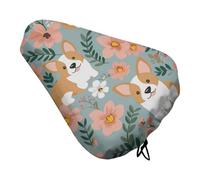 Corgi, Coprisedile per bicicletta da giardino primaverile, con fiori floreali, extra morbido, comodo, protezione da pioggia, sole, protezione per sedili, coperture resistenti e antipolvere, per