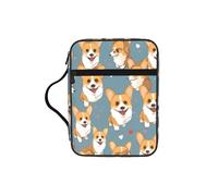 Corgi, custodia leggera e resistente per tablet, con stampa di cane e bibbia, astuccio per matite per chiesa, scuola, viaggi