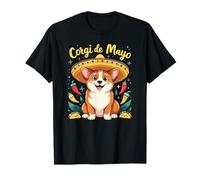 Corgi De Mayo Carino Cartone Animato Amante Del Cane Divertente Cinco De Mayo Maglietta