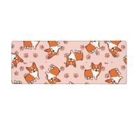 Corgi dei cartoni animati,Tappetino per mouse grande, da scrivania, per tastiera e computer, con base in gomma antiscivolo, 30 x 80 cm