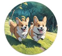 Corgi Dog 1000 Pieces Jigsaws Stress Reliever Difficult Challenge for Adults Kids Unique Challenge Games animal Circular Puzzle Family Game Gifts And Gifts 1000pcs (67.5x67.5cm)