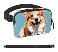 Corgi Dog-1277 Marsupio per uomini e donne, marsupio con tracolla regolabile, alla moda, borsa a tracolla ovunque, per viaggi all'aperto, corsa, escursionismo, Multicolore 03, 1.5x9.0x5.9in/4x23x15cm