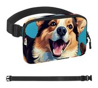 Corgi Dog-1277 Marsupio per uomini e donne, marsupio con tracolla regolabile, alla moda, borsa a tracolla ovunque, per viaggi all'aperto, corsa, escursionismo, Multicolore 09, 1.5x9.0x5.9in/4x23x15cm