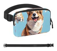 Corgi Dog-1310 Marsupio per uomini e donne, marsupio con tracolla regolabile, alla moda, borsa a tracolla ovunque, per viaggi all'aperto, corsa, escursionismo, Multicolore 02, 1.5x9.0x5.9in/4x23x15cm