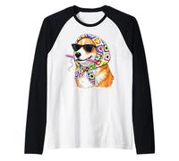 Corgi Dog Granny Square Crochet Yarn Crochet Lover Maglia con Maniche Raglan