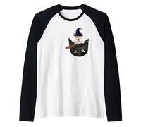 Corgi Dog in The Pocket Witch Hat Halloween Maglia con Maniche Raglan