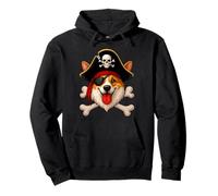Corgi Dog Pirate Jolly Roger Bandiera Halloween Ragazzi Ragazze Bambini Felpa con Cappuccio