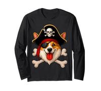Corgi Dog Pirate Jolly Roger Bandiera Halloween Ragazzi Ragazze Bambini Maglia a Manica