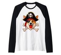 Corgi Dog Pirate Jolly Roger Bandiera Halloween Ragazzi Ragazze Bambini Maglia con Maniche Raglan