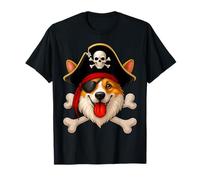 Corgi Dog Pirate Jolly Roger Bandiera Halloween Ragazzi Ragazze Bambini Maglietta