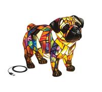 Corgi Dog Ranch - Lampada da comodino luminosa con resina colorata USB A+C, luce notturna da tavolo a LED a tema cane con luce calda KYm339 (beige, 16 x 16 cm)