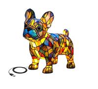Corgi Dog Ranch - Lampada da comodino luminosa con resina colorata USB A+C, luce notturna da tavolo a LED a tema cane con luce calda KYm338 (beige, 16 x 16 cm)
