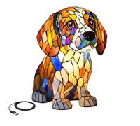 Corgi Dog Ranch - Lampada da comodino luminosa con resina colorata USB A+C, luce notturna da tavolo a LED a tema cane con luce calda KYm303 (giallo, 15 cm)