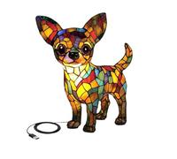 Corgi Dog Ranch - Lampada da comodino luminosa con resina colorata USB A+C, luce notturna da tavolo a LED a tema cane con luce calda KYm341 (beige, 16 x 16 cm)