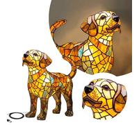 Corgi Dog Ranch - Lampada da comodino luminosa con resina colorata USB A+C, luce notturna da tavolo a LED a tema cane con luce calda Jgz710 (beige, 16 x 16 cm)