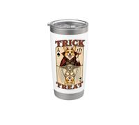 Corgi Dog Trick or Treat Devil Angel - Giocatore di carte da gioco Bicchiere termico in acciaio inox doppia parete