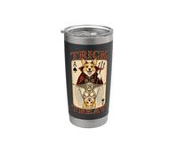 Corgi Dog Trick or Treat Devil Angel - Giocatore di carte da gioco Bicchiere termico in acciaio inox doppia parete