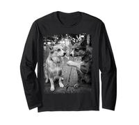 Corgi Dogs Fuming Street Dog Art in Bianco e Nero Maglia a Manica