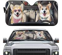 Corgi Dogs Happy Animals On Wheels Drive Parabrezza per Auto Impermeabile Parasole per Parabrezza Anteriore Auto Portabile Protezione Solare Car Universale per Berline Camion S
