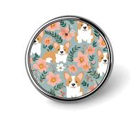 Corgi Fiori Fiori Primavera Giardino Rotondo Distintivo Simpatico Spilla Cappelli Giacche Decorazione Personalizzata Spilla Abbigliamento Gioielli Accessori per Festa di Nozze Regalo