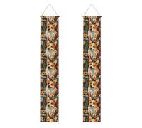 Corgi Fiori Fiori Primavera Giardino Stampa Tutti i Tipi Celebrazioni Incontri Portico Banner Riutilizzabile con Bastone Appeso Corda