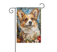 Corgi Fiori Floreali Primavera Giardino Stampa Interno Esterno Casa Patio Prato Decorazione Giardino Banner Tutte Le Stagioni Bandiere Bifacciali