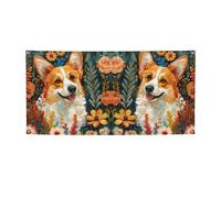 Corgi Fiori Floreali Primavera Giardino Stampa Versatile Party Banner,Migliori Bandiere Banner Per Eventi,Decorazioni Per Feste Di Compleanno