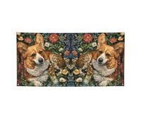 Corgi Fiori Floreali Primavera Giardino Stampa Versatile Party Banner,Migliori Bandiere Banner Per Eventi,Decorazioni Per Feste Di Compleanno